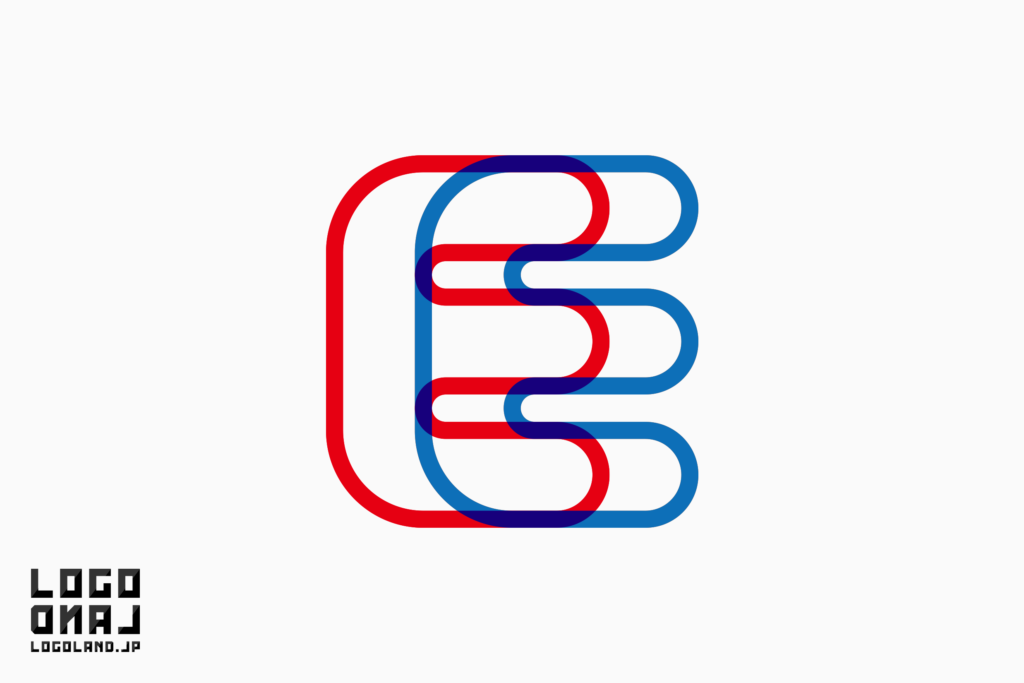 アルファベットのEをベースとした2本のラインが重なりつながりと調和を象徴するシンプルでやわらかく力強いロゴ