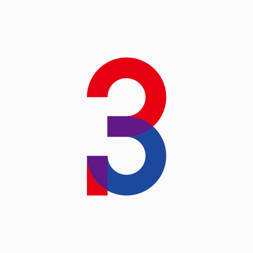 アルファベットの「B」、ギリシア文字の「β」、数字の「3」にも見える、華やかさとシンプルな美しさが同居するロゴ